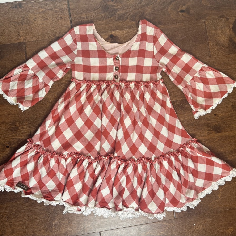 MatRed and White Checkered Kids Dress